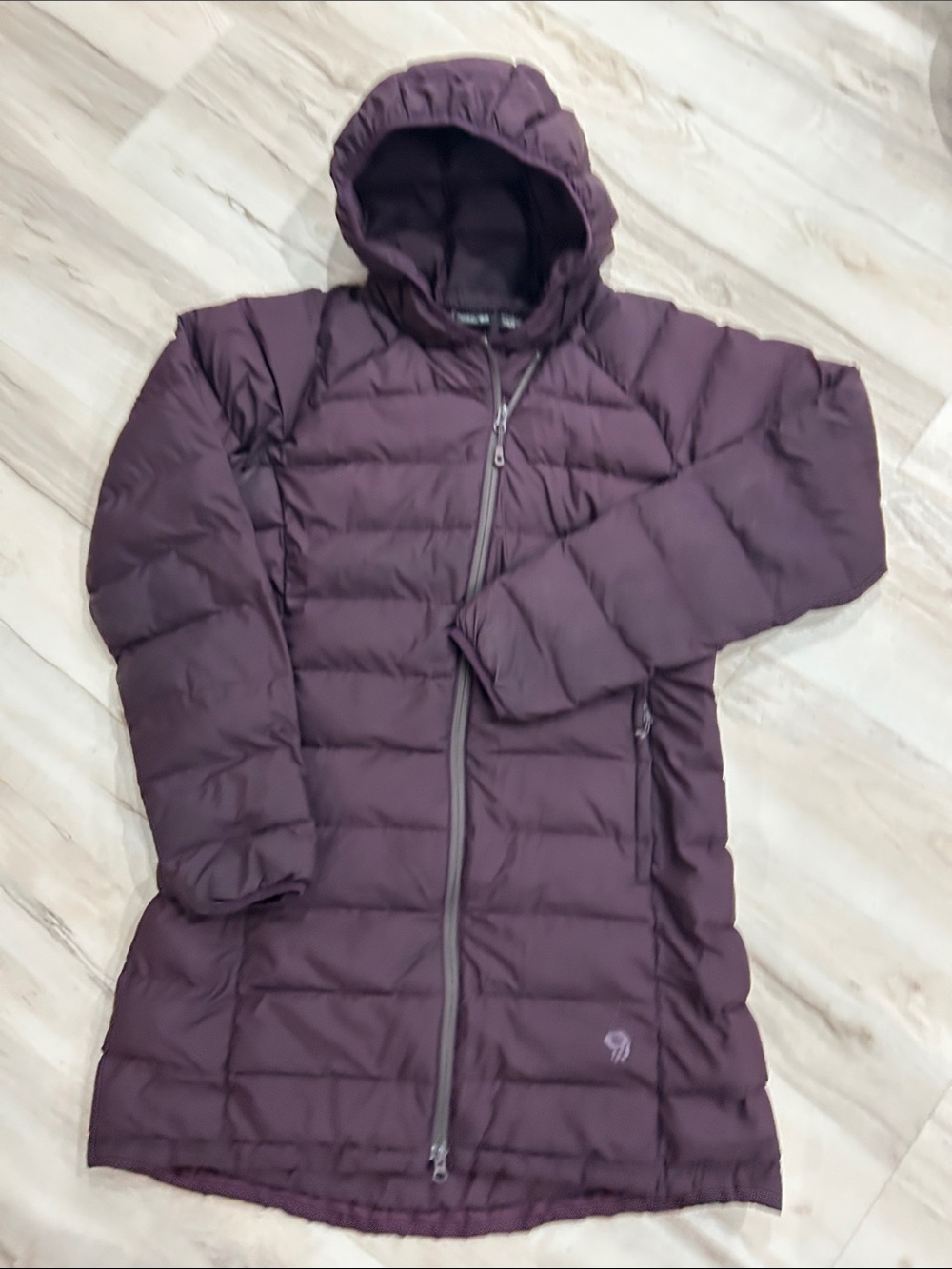 Mountain Hardwear Women's Long Hooded Puffer Coat in Plum